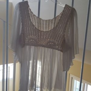 *SOLD* Anthropology Flowy crochet beautiful top s